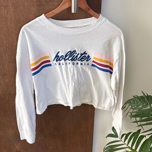 Hollister White Cropped Top with Multicolor Stripes